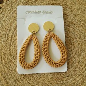 Boho Ratan Oval Hoop Earrings